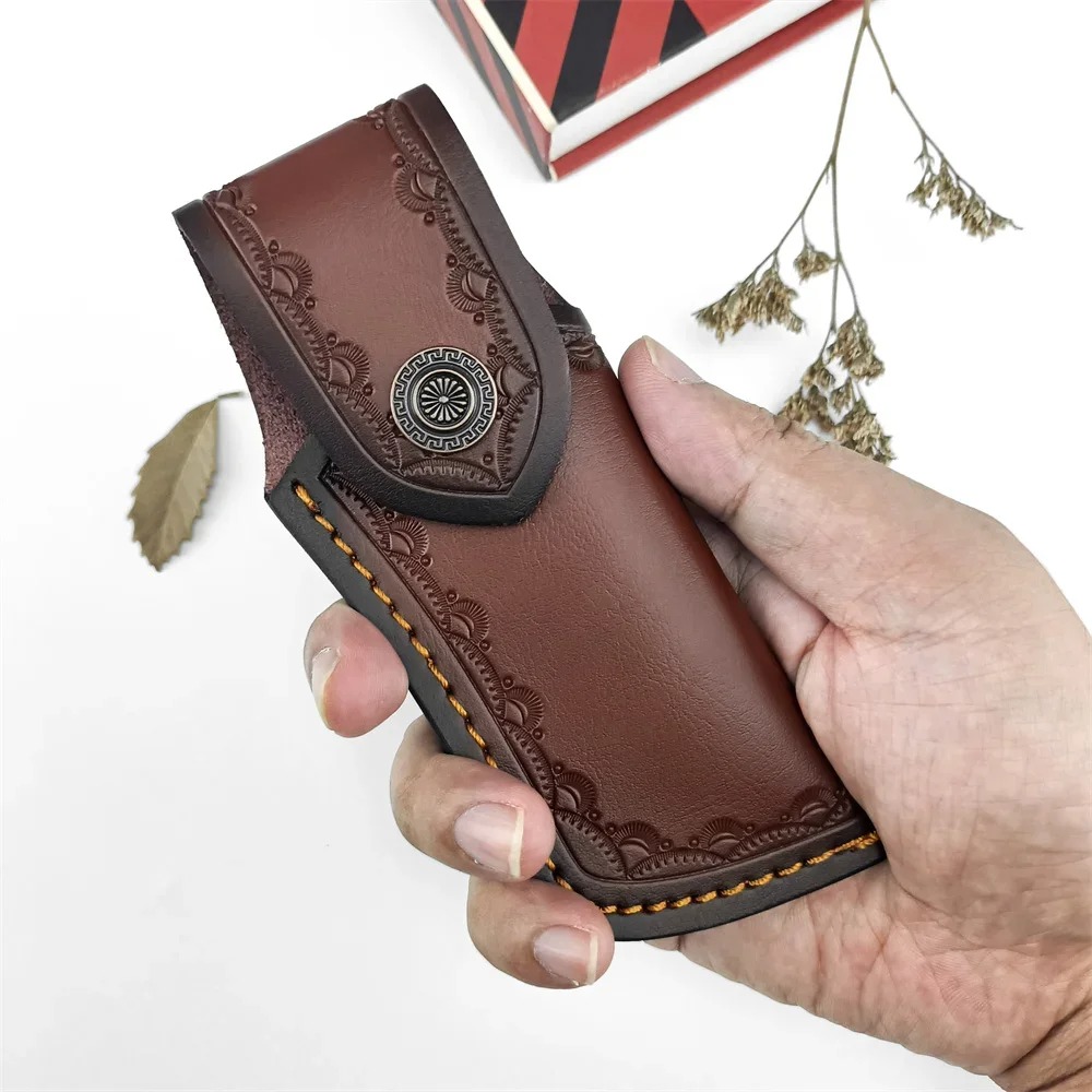 Brown Embossed Leather Knife S - Edc Carry Belt Leather 评论和价格