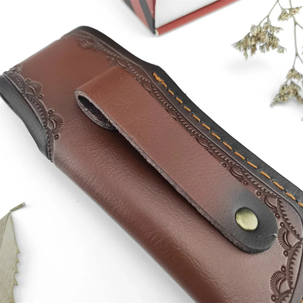 Brown Embossed Leather Knife S - Edc Carry Belt Leather 评论和价格
